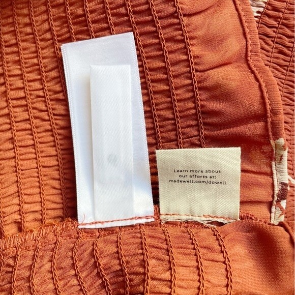 NWT Madewell Top Cottage Floral Puff Sleeve Smocked Blouse Rust Size Medium New - Picture 12 of 13